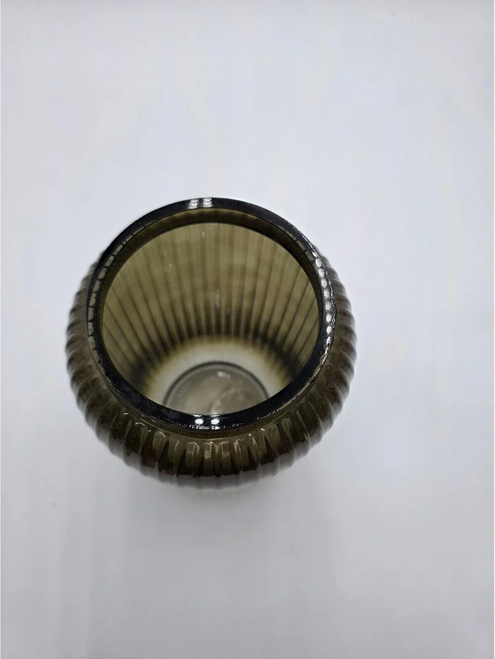 Ribbed Glass Vase in Smoky Gray